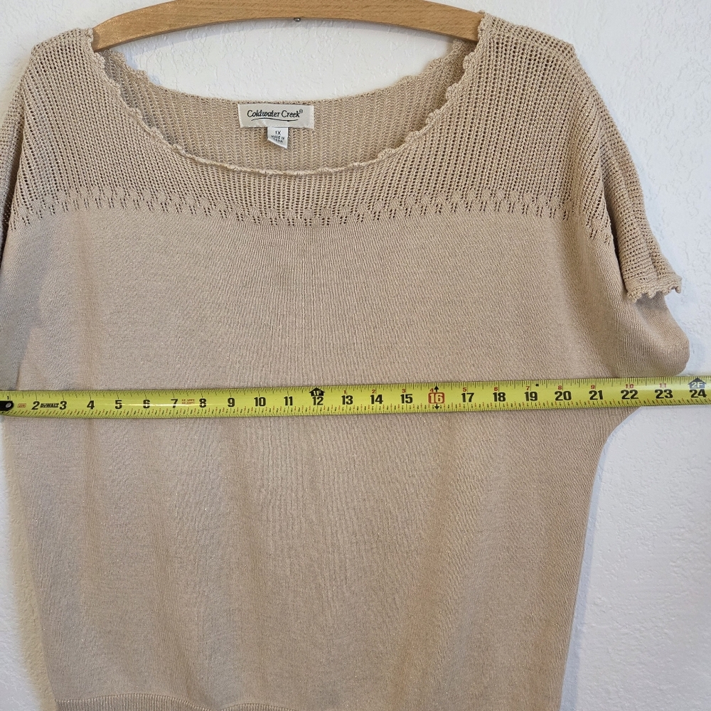 Coldwater Creek Dolman Short Sleeve Brown Metalic Knit Pullover PlusSize 1X - Picture 15 of 16